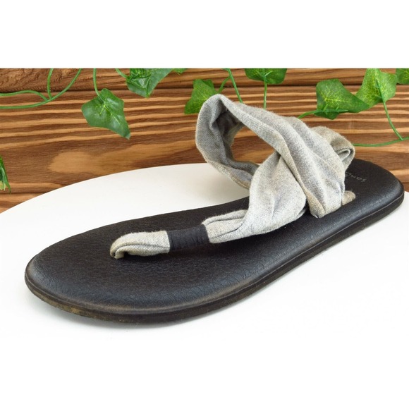 Sanuk Sz 9 M Gray Slingback Fabric‎ Women Sandals - Picture 1 of 9